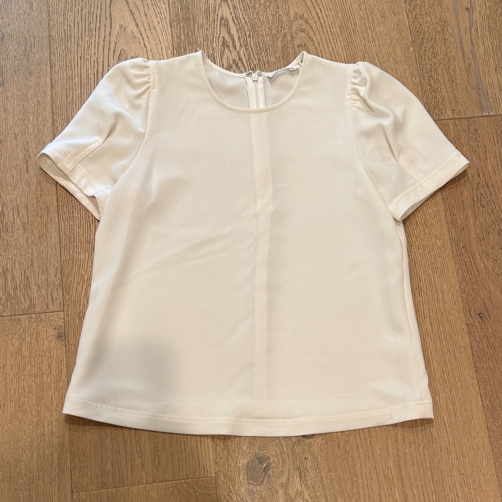 A.L.C. Cream Short Sleeve Blouse